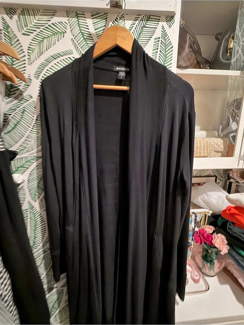Athleta Pranayama Wrap Open Front Cardigan Black Small